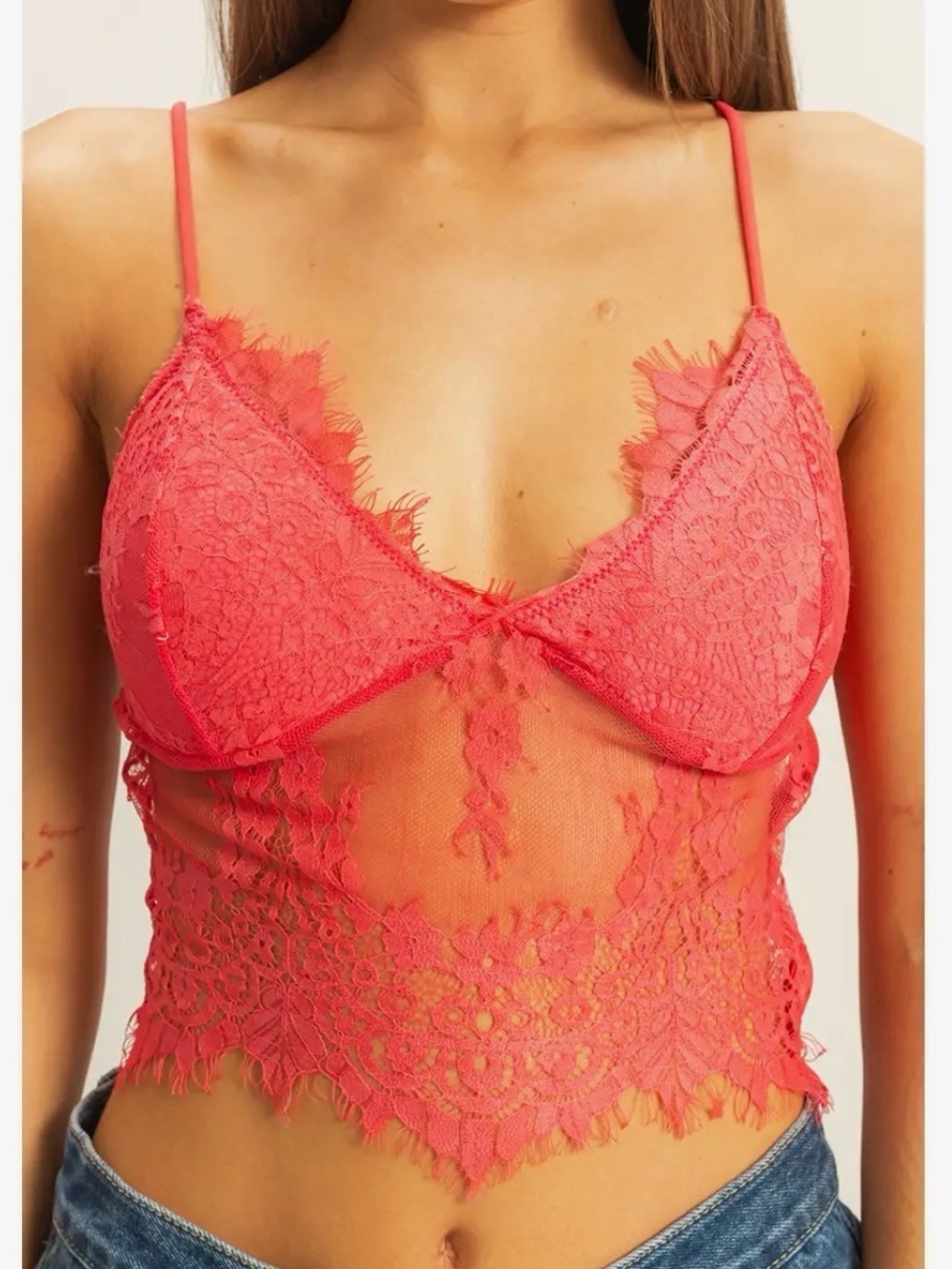 HYFVE Coral Lace Sheer Cropped Cami - Picture 4 of 6